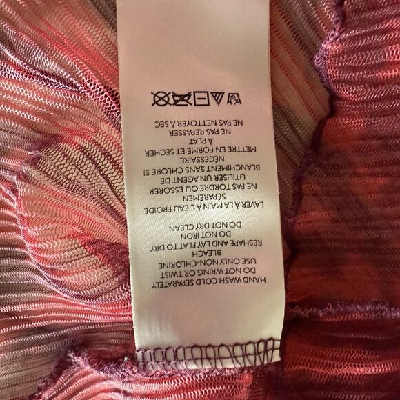 Free People Sheer Crinkled Mesh Blouse Red Pink Purple Tie-Dye Size Small - Picture 8 of 9